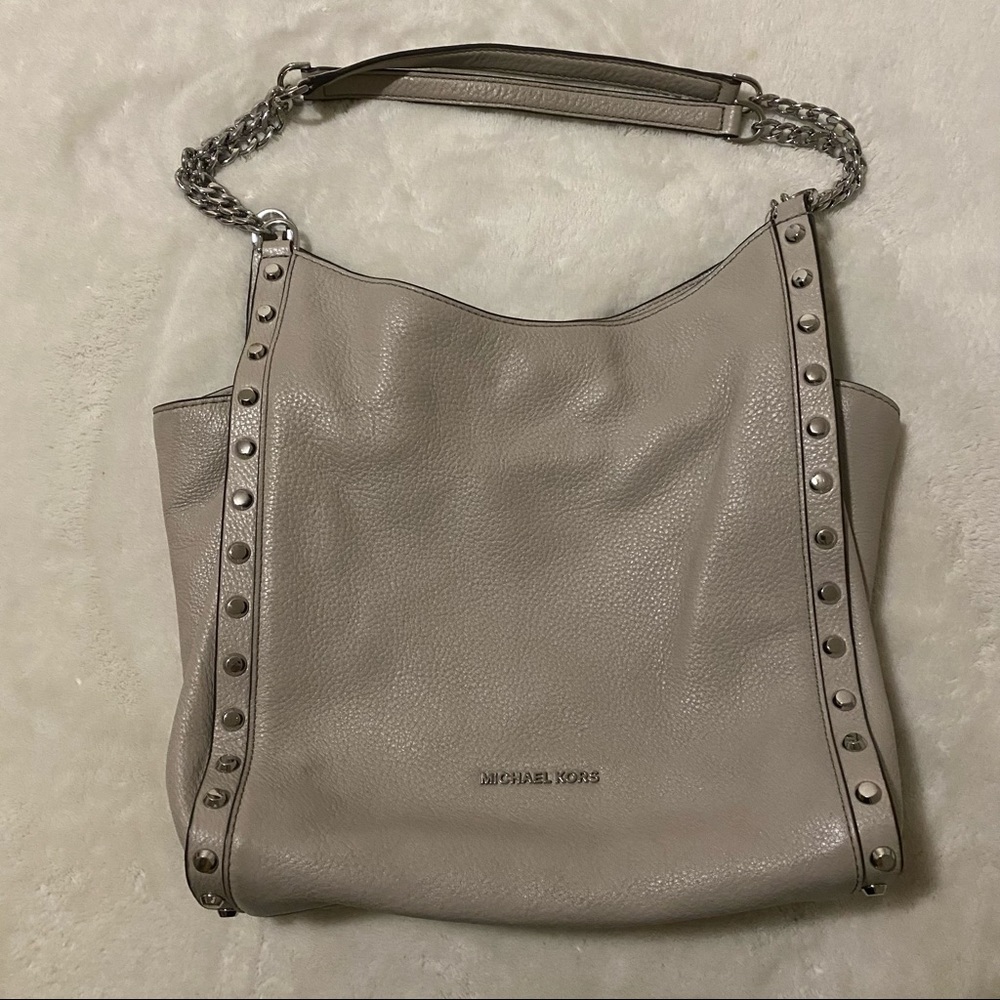 Michael Kors Studded Two Strap Leather Hobo Shoulder Bag